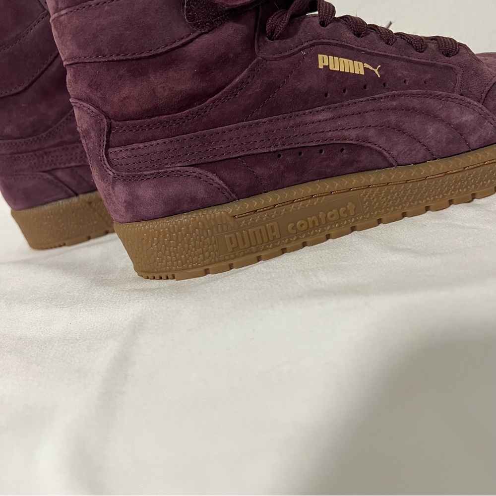 Puma Women’s High-Top Suede Sneakers in Burgundy - Picture 10 of 10